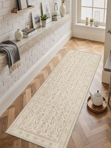 1pc Beige Paisley Pattern Rug, Modern Minimalist, Velvet Material, Indoor Door Mat, Bathroom Mat, Kitchen Mat, Absorbent Quick-Drying, Room Decor, Non-Slip Wear-Resistant, Trimmable, Easy To Clean, Washable, Home Decor, Floor Decoration, Floor Protection - Beige Paisley Pattern - View 3