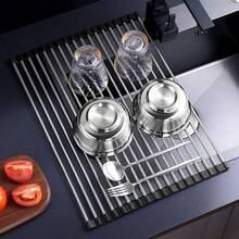 1‑Piece Draining Heat‑Resistant Rack, Holds Tableware And Kitchen Utensils, Can Be Rolled Up For Storage When Not In Use, Saves Kitchen Space, And Fits Most Sinks. - Random Color - View 7