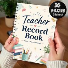 1PC A5 Teacher Record Book Spiral Notebook, 50 Pages/25 Sheets, Book Apple Pencil Clip And Botanical Journal For Class Records, Lesson Plans, Progress Tracking And Teacher Gifts - A5 - View 7