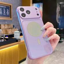 Magnetic Shockproof Phone Case Compatible With IPhone, Large Opening Full Camera Lens Protection, Matte Wavy Pattern Anti-Fingerprint Protective Cover, Compatible With Wireless Charger, Designed For Women, Suitable For IPhone 18/Ultra/17/16/15/14/13/12 Series - Purple - View 6