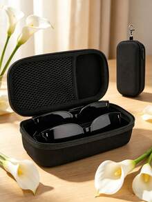 2pcs/1pc Double Layer Hard Shell Travel Fashion Glasses Storage Box With Adjustable Slot And Clip, Unisex - Multicolor - View 16