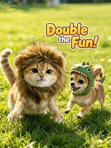1pc Cute Pet Shaped Hat, Lion Rabbit Frog Bear Shaped Pet Headwear, Suitable For Cats And Dogs Cute Dress-Up Accessories, Halloween, Christmas And Holiday Party Photo Props, Pet Gift - Multicolor - View 8