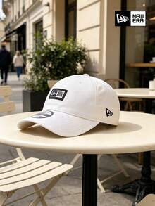 New Era White Baseball Cap, Classic Logo Patch Curved Brim Hat, Adjustable Casual Streetwear Style, Unisex - White - View 9