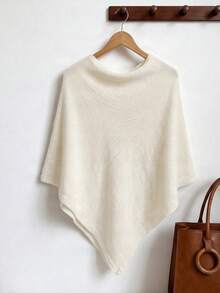 1pc Women's Casual Knit Cardigan With Button Detail, Elegant Fashion Long Sleeve Regular Length Cape, Suitable For Autumn Wear - Apricot - View 7