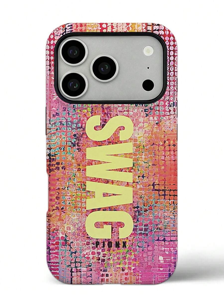 GIIPPA 1pc SWAG Letter Graffiti Pattern Design, Phone 17 Pro Max Phone Case, Compatible With Phone 16 Pro Max, 15 Pro Max, 14 Pro Max, Korean-Style High-End Fashionable And Fun Phone Case, Suitable For 11/12/13/14/15/16 Pro Max Plus, Elegant Design For Men And Women, Perfect Gift For Girlfriend On Christmas, Valentine's Day, Easter, Wedding Season And Birthday! - Multicolor 1 - View 1