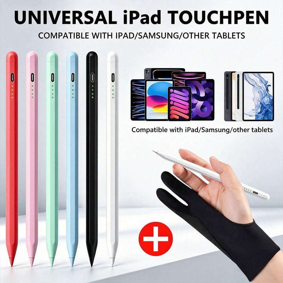 Portable Universal Stylus Set With Anti Misoperation Gloves, Compatible With IPad/Compatible With Samsung/Other Android Smart Tablets, Tilt Pressure Sensing, Anti Misoperation, High-Sensitivity Stylus, Suitable For Mobile Phones/Tablets, Drawing Accessories - Multicolor - View 1