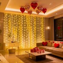 USB Powered Twinkling Curtain Fairy String Lights, Dense Hanging LED Waterfall Lamp, Aesthetic Window Backdrop Decor For Bedroom, Wedding, Holiday Party Ambient Lighting - White - View 5