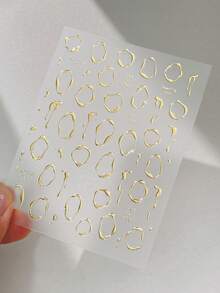 1pc 5D Golden Modern Minimalist Metal Nail Art Stickers, Luxury Heart Shaped Nail Decals, DIY Self-Adhesive Nail Stickers Nails Nail Supplies - Gold - View 6