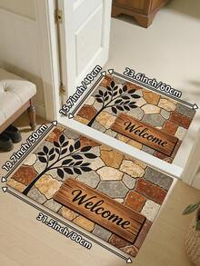 1pc Pebble Tree Of Life Welcome Mat, Outdoor Carpet Runner Area Rug, TPR Backing Non-Slip Mat, Suitable For Bathroom, Indoor, Hallway, Bedroom, Living Room, Bedside, Machine Washable Easy To Clean Entryway Mat Home Decor - Multicolor - View 13