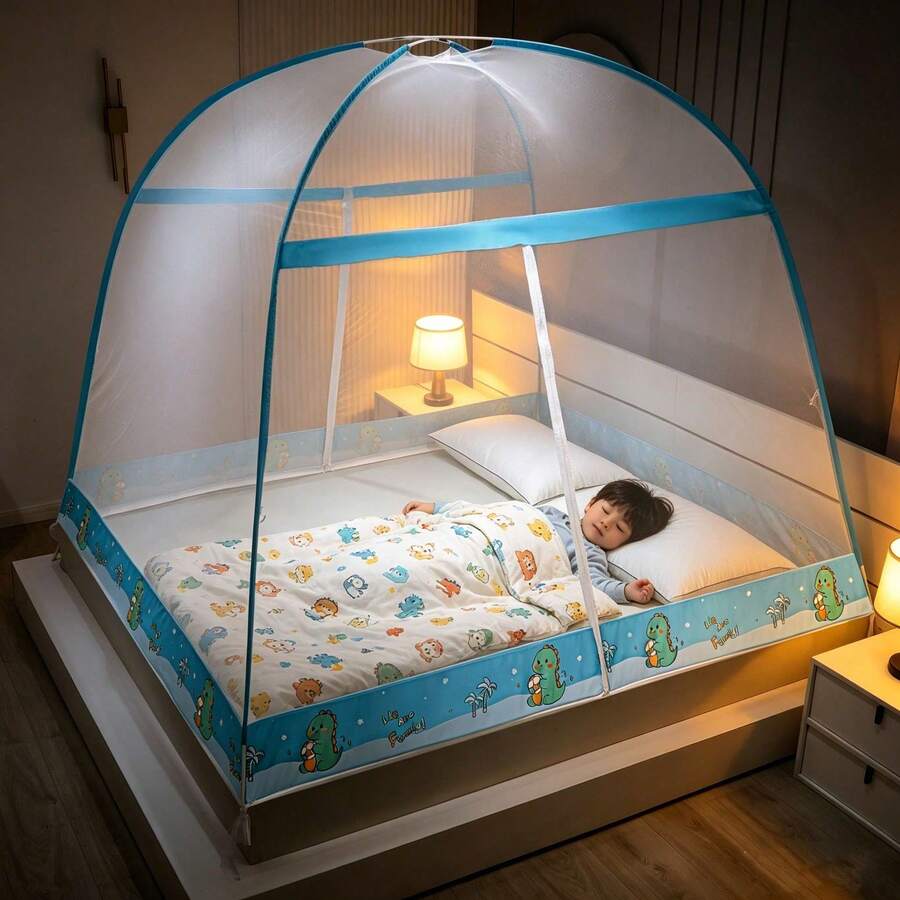 Mosquitera Plegable con un fondo Sin Instalación y Necesita Colgarse Para Cama Individual Y Doble - verde menta - Ver 1