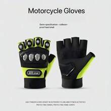 Motorcycle Anti-Fall Stainless Steel Hard Shell Half-Finger Riding Gloves For Men, Mountain Bike Riding Gear Gloves, Motorcycle Gloves With Air Flow, Steel Knuckle, Touchscreen Compatible, BMX MX ATV Mountain Bike Off-Road Racing Downhill Gloves - Multiple Styles - View 1
