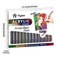 Flysea New Colorful Series 14pcs/Box, Vibrant Macaron Dopamine Gray Blue Green Brown And More Professional Acrylic Marker Pens, New Free Ink System, Multiple Color Combinations Available, Newly Launched, Better Quality, Smoother Writing Experience, Specially Designed For Professional Artists - Sets - View 6