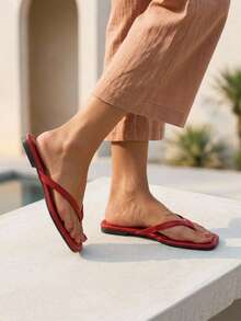 Women Flat Sandals - Red - View 2