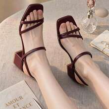Women Heeled Sandals - Burgundy - View 2