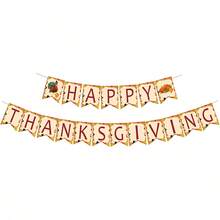 1 Set Happy Thanksgiving Banner, Paper Triangle Flags With Turkey And Autumn Harvest Pattern, Autumn Theme Hanging Decoration, Indoor And Outdoor Wall Decor, Suitable For Thanksgiving Party, Family Gathering, Photo Backdrop Props - View 1