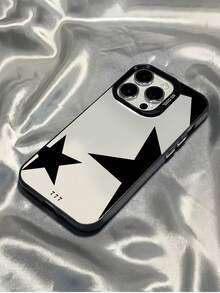 1pc Black Number Star Minimalist Personalized TPU Anti-Drop Full Coverage Phone Case Compatible With Apple 17 16 15 14 13 12 11 Pro Max Air And Series - Multicolor - View 1