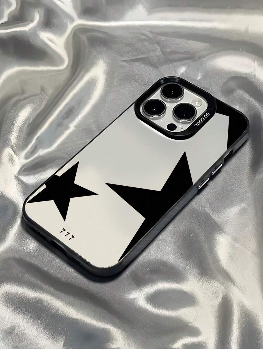 1pc Black Number Star Minimalist Personalized TPU Anti-Drop Full Coverage Phone Case Compatible With Apple 17 16 15 14 13 12 11 Pro Max Air And Series - Multicolor - View 1