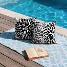 Juego de 2 fundas de almohada cuadradas florales modernas e impermeables para decoración de patio, muebles de jardín, sofá - Multicolor - Ver 3