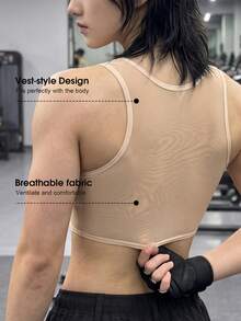 1pc Women Chest Binder, Microshaping Camisole Top, Trans FTM Binder, Adjustable Seamless Compression Vest For Large Bust - Apricot - View 5