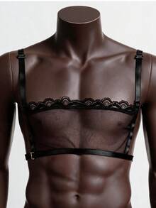 1pc Men's Sexy Lingerie Accessory Cosplay Prop Body Decoration Waist Belt Sexy Ornament - Black - View 2