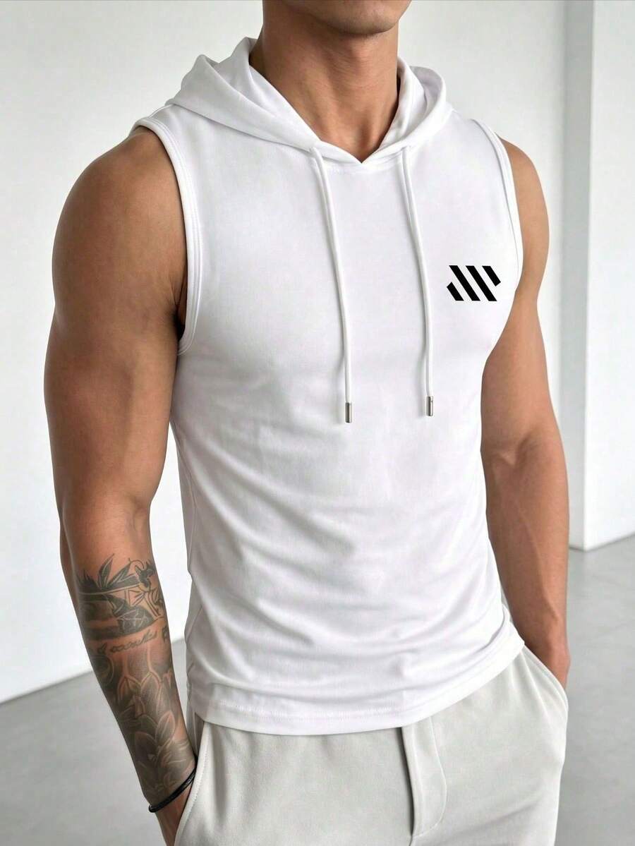 ZYNTH BALENO Camiseta de tirantes con capucha y estampado casual para hombres, adecuada para fitness, deportes al aire uso en todas las estaciones
