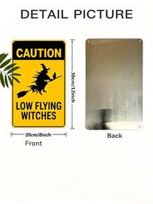 1pc Low-Flying Witch Yard Sign Iron Painting Decor, Fun Halloween Garden Signboard, Rust-Proof Reflective Iron Material, Suitable For Lawn Decoration And Halloween Party Decoration, Home Decor, Outdoor Decor, Bathroom Wall Decor - Multicolor - View 2