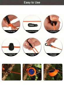 Adjustable 26ft Portable Clothesline, Outdoor Travel Camping Laundry Drying Rope, Retractable Portable Clothes Rack With Hooks, Adjustable Length Reel Design, Easy To Fold And Store, Space-Saving, Thick And Durable, Portable, Suitable For Outdoor Use, Stylish Appearance, Suitable For Travel, Camping, Laundry Drying, Compact Storage, Suitable For Hotel, Home And Outdoor Use - Multicolor - View 4