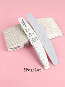 5/10pcs Thin Crescent-Shaped Wooden Nail Files, Double-Sided 100/180 Grit With Ruler And Nail Shape Guide, Professional Washable Nail Buffing Strips For Acrylic And Natural Nails - Light Grey - View 14