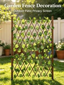 Protection Expandable Artificial Vine Leaf Fence, Foldable Retractable Wooden Trellis Hedge With Ivy Grape Watermelon Yellow Maple Fake Foliage For Courtyard Balcony Fence Wall Shield Decoration - Fence - View 3