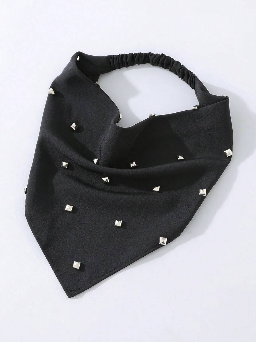 1pc Women's Fashion Punk Gothic Rivet Decor Headband, Beach & Holiday Hair Accessory, Versatile For Daily Wear And Multiple Occasions - Black - View 1