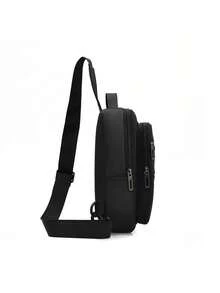 1pc Men's Black PU Leather Crossbody Chest Bag, Casual Business Style, Suitable For Daily Commute - Multicolor - View 4
