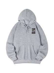 Women's New Autumn/Winter Fashion Letter Print Casual Versatile Thermal Lined Sweatshirt - Dark Gray - View 8