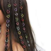100pcs Colorful Star & Heart Shaped Hair Rings Hair Accessories Hair Ties, Suitable For Braids And Dreadlocks Cute Hair Accessories, DIY Handmade Bracelet Necklace Jewelry Making - Colorful Open Ring - View 6