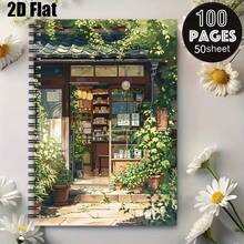 Japanese Rural Shop A5 Notebook With Horizontal Ruled Pages - Pastoral Diary & Planner Suitable For, Office, Journaling, Kawaii Stationery Gift, Compact Notepad For Students And - One Book (50 Pages, 100 Pages) - View 6