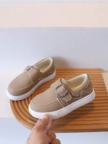 1 Pair Kids' Retro Loafer Sneakers, Colorblock Casual Shoes For Boys And Girls, Spring/Autumn New Style Non-Slip Slip-On Shoes - Brown - View 1