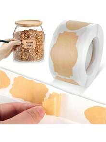 300 Pcs Self Adhesive Jar Labels On Roll, 3 * 5 Cm Brown Coated Paper Stickers In Three Shapes For Spices Preserves Gifts And Storage Containers, Easy Peel Writing Labels For Kitchen Pantry Crafts And Home Organization - Brown - View 7