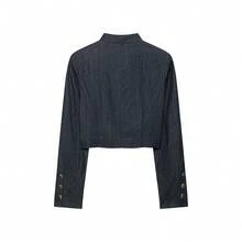 DEEKA Autumn New Women's European And American Style Fashion Minimalist Elegant Versatile Lace Patchwork Short Jacket - Dark Grey - View 5