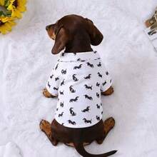 Small Dog Cute Dachshund Print Pet Shirt - Lightweight Short Sleeve Collared Top For Spring/Summer Walks And Photos, Breathable And Comfortable - Multicolor - View 4