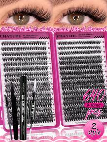 CMAYOME 544/640pcs DIY Eyelash Clusters, Single Eyelashes, Thick And Fluffy D-Shaped Curled Grafting Eyelashes, 8-16mm Mixed Length, Suitable For Various Makeup Looks, Including Eyelash Glue, Lightweight And Reusable Eyelashes, High Cost-Effectiveness - Multicolor - View 1
