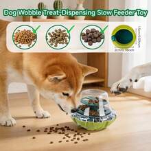 1pc Random Color Dual-Tone UFO-Shaped Wobble Food Dispenser Toy, Adjustable Dispensing Opening, Enrichment Slow Feeder For Dogs And Cats, Suitable For All Dog Breeds - Multicolor - View 4