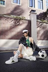 Kappa 男女款復古休閒鞋 皮革軟底足球風訓練鞋 - 經典白/綠色 - 查看 3