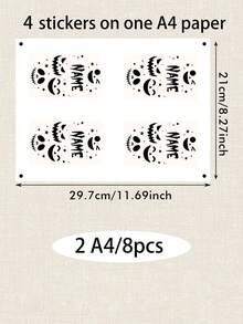 4-40PCS Custom Halloween Temporary Tattoo, Personalized Name Fake Tattoo Sticker, Spooky Ghost Bat Haunted House Style, Customized Body Tattoo For Halloween Party, Customizable Costume Accessory, Halloween Favor, Unique Holiday Gift, Halloween Gifts - Black and White - View 8