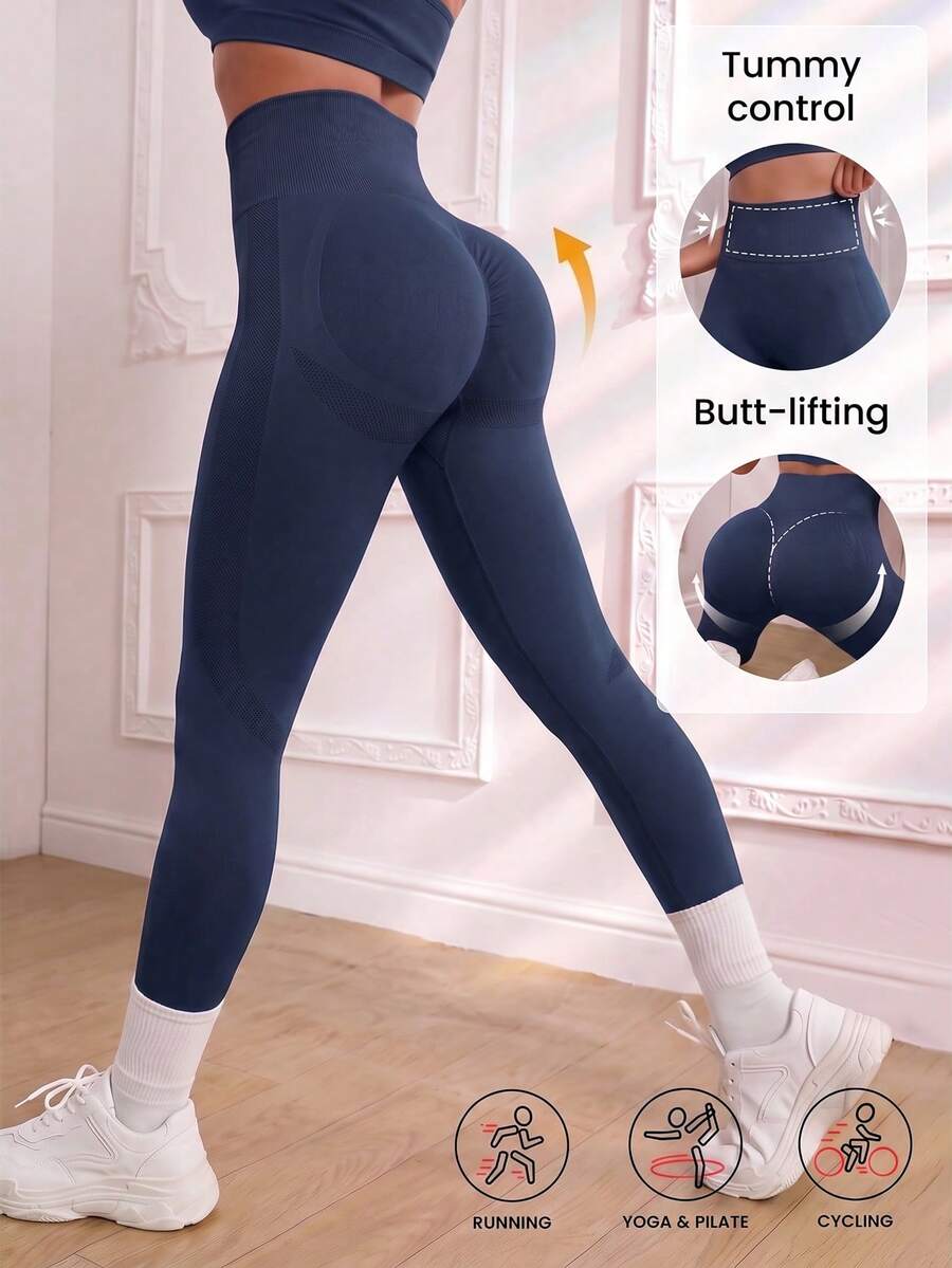 女款塑形緊身褲，蜜桃臀提臀，收腰顯腿纖細，抓皺設計，柔軟面料，適合跑步、健身、瑜伽、戶外、時尚、休閒、居家、通勤、度假，春夏秋季適用