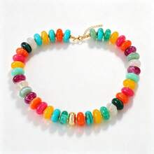 1pc Bohemian Y2K Creative Fashion Elegant Exquisite Luxurious Sweet High-Quality Dopamine Color Flat Resin Beaded Chunky Necklace For Women, Sisters, Couples, Prom/Evening Party, Ceremony, Exquisite Jewelry Gift, Suitable For Daily Wear, Dating, Party, Holiday, Music Festival, Commuting, Wedding, Halloween, Christmas (Bead Color Random) - necklace - View 13