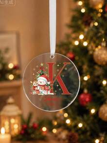 Custom Monogram Christmas Ornament, Personalized Name & Initial Tree Hanging Decor, Festive Snowman Holiday Accent, Customized 2026 Christmas Keepsake, Customizable Christmas Tree Decoration, Gift For Family And Friends, Room Decor, Christmas Gift - Style B - View 4