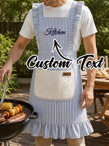 Customizable Kitchen Apron - Personalized Design, Photo Or Text - Woven Polyester Cooking Apron, Washable, Warm, Custom, Unique, Personalized, Ideal Gift For Boyfriend, Girlfriend, Family, Friends, Suitable For Sofa, Bed, Car, Tea Room, Bedroom, Living Room, Bathroom, Dining Room And Other Places. - Multicolor - View 1