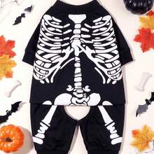 LUCKIE PAL 1 bộ đồ ngủ bốn chân cho thú cưng họa tiết xương Halloween hài hước, chống ve rận, giảm rụng lông, giữ ấm và thoáng khí, phù hợp cho chó mèo cỡ nhỏ và lớn, dùng trong nhà và ngoài trời - Nhiều màu - Xem 10