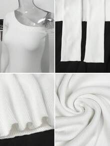 Autumn New French Style Elegant Asymmetrical Shoulder Knit Dress, Slim Fit Sexy Bodycon Long Dress, Women's Autumn Pullover Dress - White - View 11