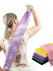 1pc Mesh Exfoliating Long Back Bath Brush Towel Set, With Pull Rope Nylon Back Exfoliating Brush, For Shower, Effective Body Scrub, Makes Skin Smooth, Bathroom Decor, Room Decor, Back To School Dorm Supplies, Shower Cap, Exfoliating Glove - View 2