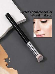 1/2/3pcs 370 Concealer Brush, Soft Dense Bristles Seamless Blending Makeup Brush, Portable Face Blush Makeup Brush Suitable For Beginners - Black - View 2